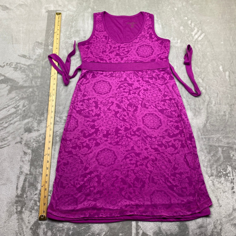 Eddie Bauer Floral Print Sleeveless Dress Women's Medium Purple Tie Waist A-Line - Picture 2 of 8